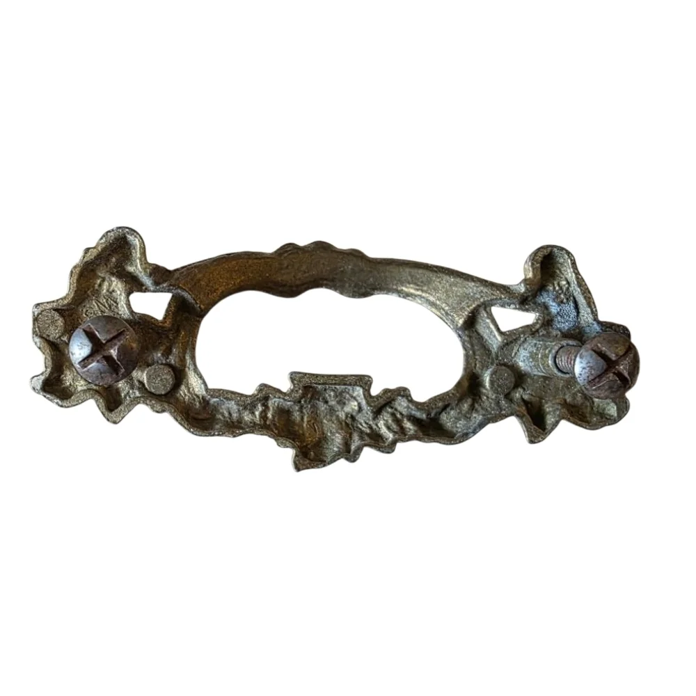 French Provecial Ornate Floral Drawer Pull Handle Matt Gold Guilded Vintage
